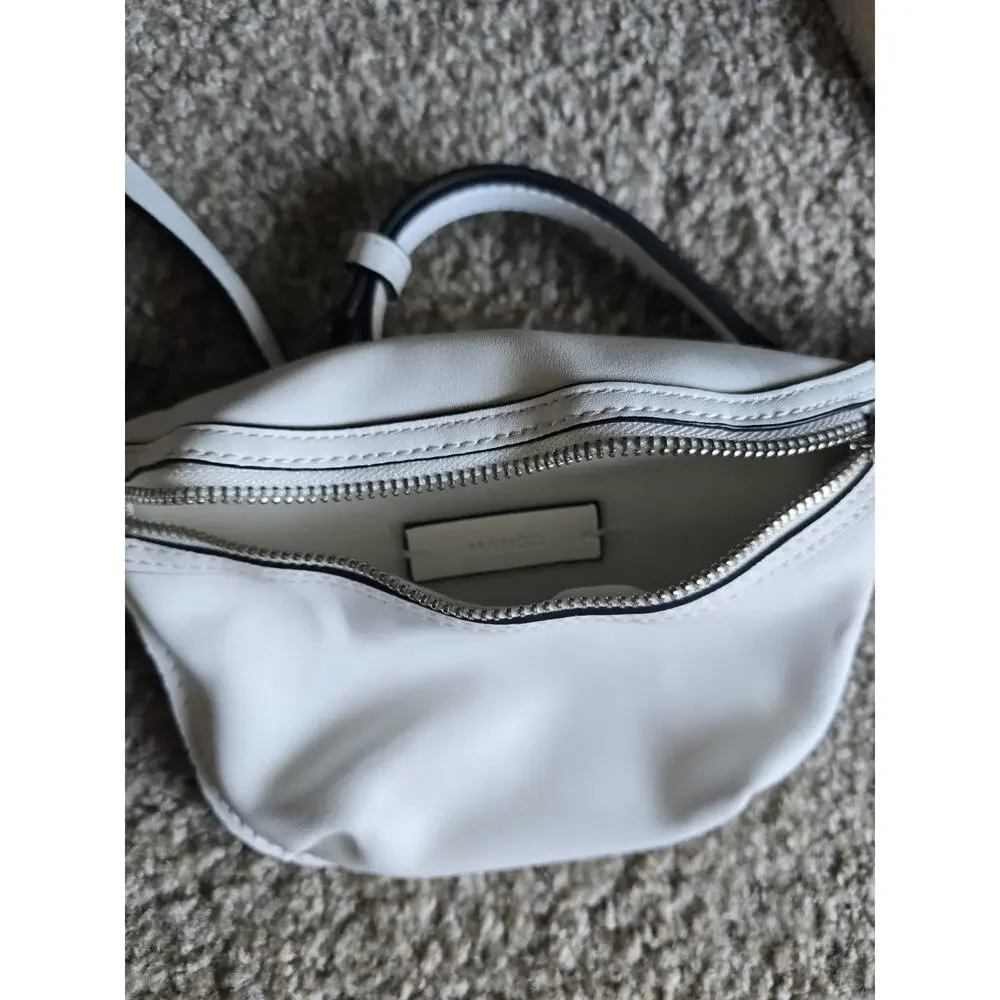 Mango White Crossbody Bag Adjustable Strap Zipper Accent Casual Solid Women - Picture 6 of 6